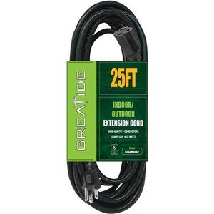 25 Ft Outdoor Extension Cord -  Waterproof Power Cable,  Black